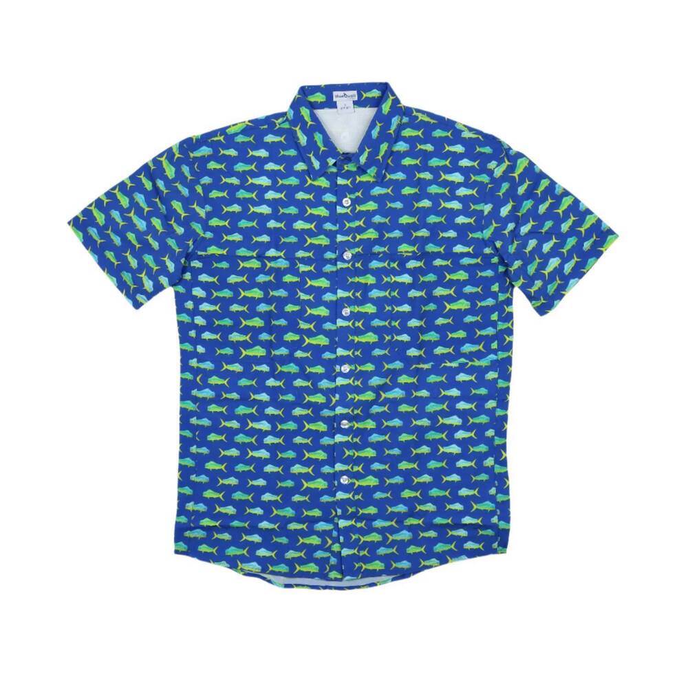 NEW BLUE QUAIL CLOTHING CO. men’s mahi mahi short sleeve shirt in blue